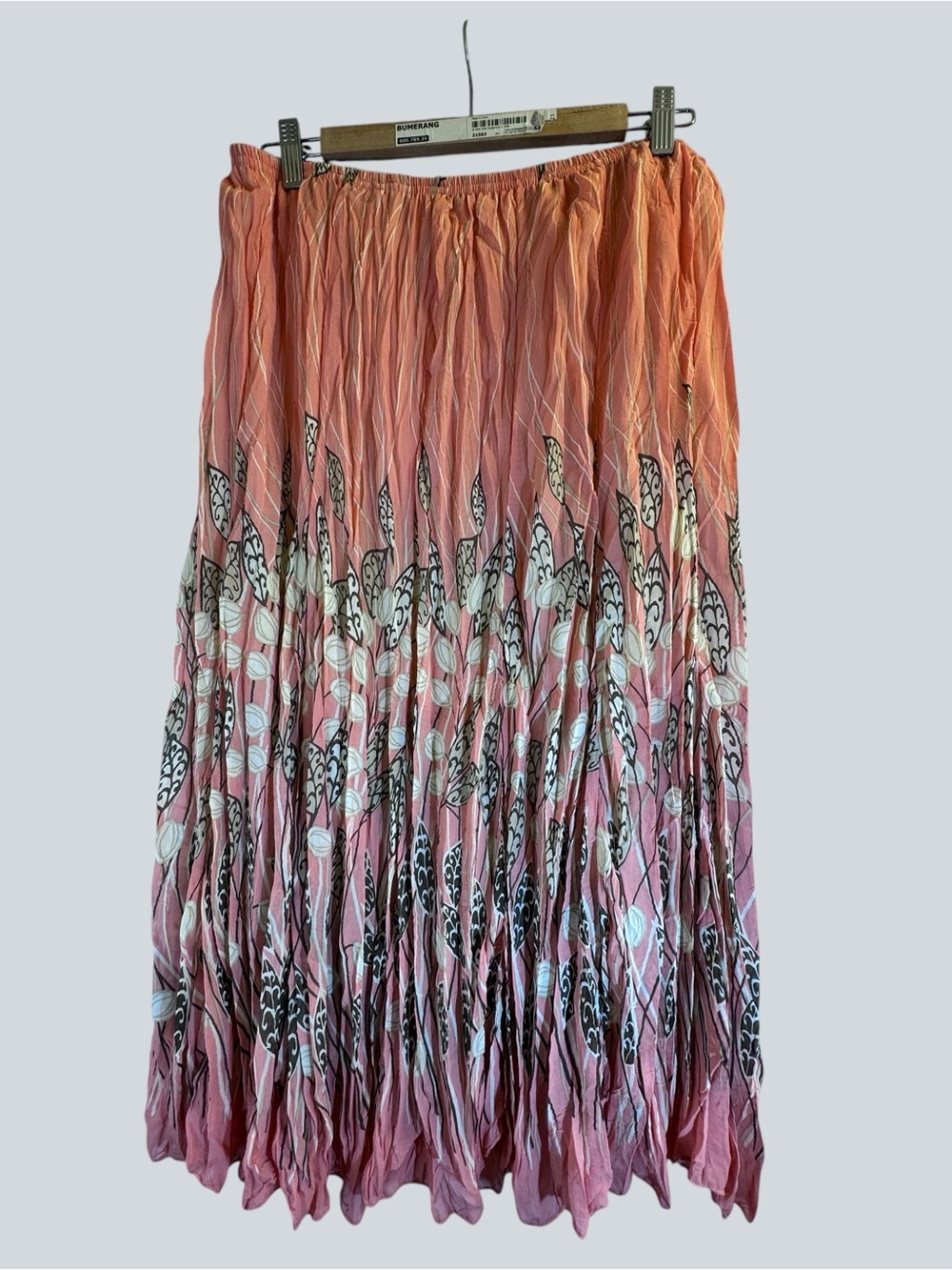 Rafael Women’s Floral Midi Skirt Pink Black Abstract A-Line Polyester Size XL